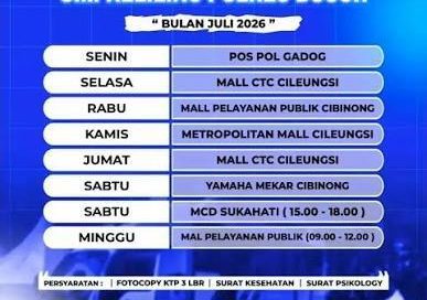 Catat! SIM Keliling Polres Bogor Hadir di Cileungsi Hari Ini