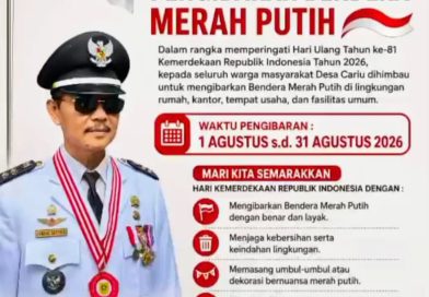 Semarakkan HUT Kemerdekaan RI ke-81, Kades Cariu Himbau Warganya Kibarkan Bendera Merah Putih